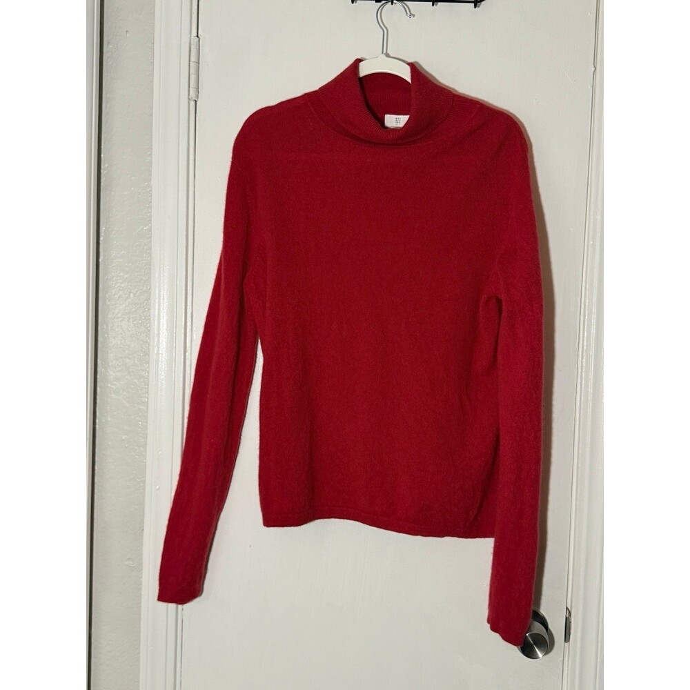 100% Cashmere Red Turtleneck Sweater Size XL